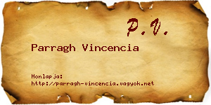 Parragh Vincencia névjegykártya